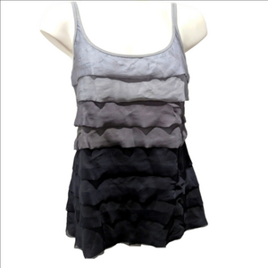 New York & Company Gray and Black Ruffled Tiered Camisole